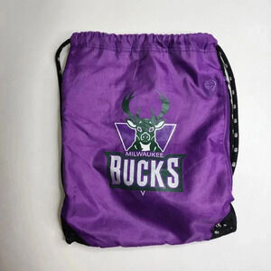 Vintage NBA Elevation Milwaukee Bucks String Backpack‎ Purple Green Bag